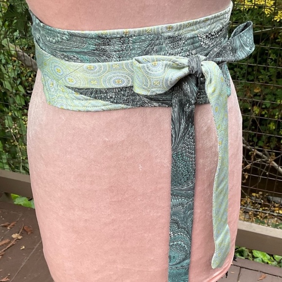 Obi Japanese style Wrap belt handcrafted silk ties upcycled department tile NFS - Picture 2 of 16